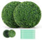COSTWAY Set of 2 Artificial Plant Boxwood Topiary Ball, 39cm/50cm Indoor Outdoor Faux Decorative Balls Boxwood Spheres, Sun-Protective Hanging Fake Leaf Grass Ball for Patio Garden Front (50 cm)
