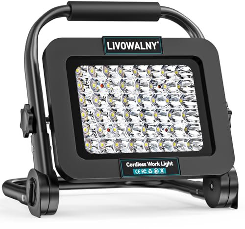 Ecarke Projecteur LED sans fil Compatible Makita 18V – 40W, 4000LM, 2 Modes d’éclairage, Portable pour Chantier, Garage, Camping – Sans Batterie