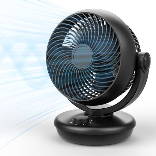 Dreamhigh® Ventilador Para Escritorio Muy Silencioso – 35 dB, Circulador De Aire 3 Velocidades, Oscilación 70°, Inclinación 100°,Para Oficina, Ventilador Silencioso Para Dormitorio, Bajo Consumo 35 W