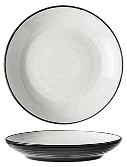 Juego de 2 Platos Llanos de cerámica Blanca y Negra de 8 Pulgadas