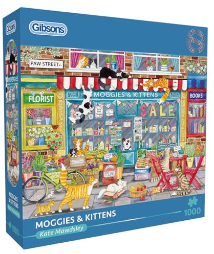 Gibsons Moggies and Kittens 1000 Piece Jigsaw Puzzle Fun Cats Pet Store Artwork Sustainable Jigsaw Puzzle for Adults Teens Premium 100% Recycled Board Great Gift | Gibsons Games
