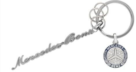 Mercedes-Benz Schlüsselanhänger Classic Schriftzug silberfarben Edelstahl