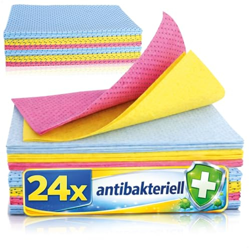 com-four® 24x Reinigungstücher mit Noppenstruktur, robuste Putztücher | wiederverwendbare - antibakterielle Wischtücher für Küche - Bad und Haushalt