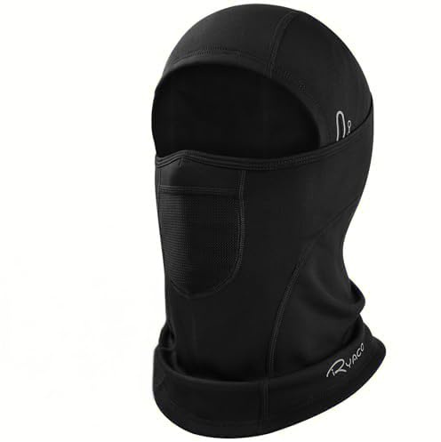 Ryaco Sturmhaube Balaclava Skimaske, Winddicht, Motorrad Maske für Herren und Damen, Ski Motorrad,Motorradfahren, Arbeiten im Freien, Schwarz