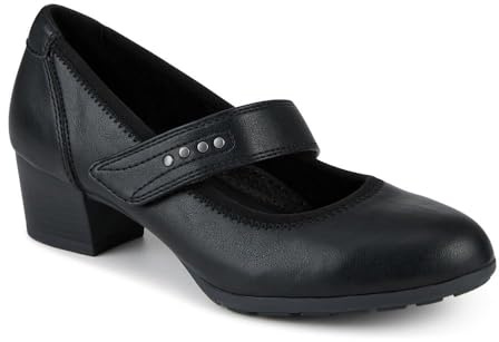 Relife Block Heel Touch Fasten Mary Janes - Black Size 5