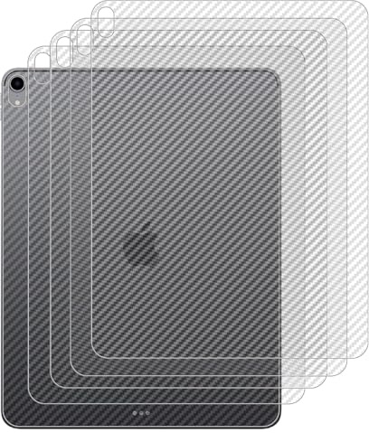 GIOPUEY Rückseite Folie Kompatibel mit iPad Pro 12.9 2018, [4 Stück] 0.1mm Ultradünn Carbon Muster Rückseite Folie, Kratzfest Anti Fingerabdruck rutschfest