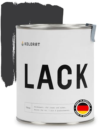 Kolorat® Möbelfarbe Schwarz/Tiefschwarz 750ml für Innen & Außen |Made in DE | Hochdeckender Lack, wasserbasiert, geruchsarm, Holzlack, Metalllack, Türlack, Heizkörperlack, geprüft nach DIN EN 71-3