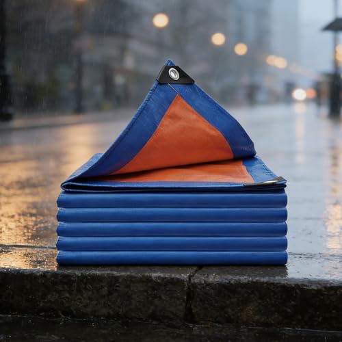 Lona Impermeable 3 x 6 m Resistente a Los Rayos UV Desgarros Lona Suelo Piscina con Ojales Duradera Multiusos para Exteriores Leña, Jardín, Cenador, Camping, Azul