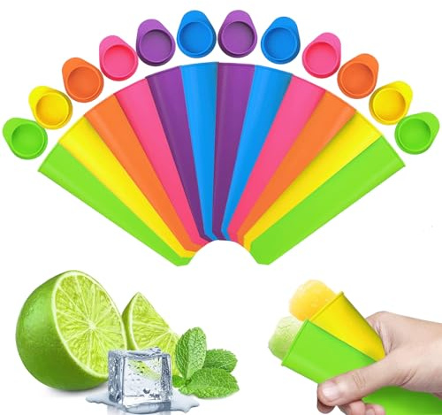 SilverChry Moldes Helados, 12 Piezas de Moldes para Helados - Moldes Helados Silicona Reutilizables Hechos de 100% Silicona Alimentaria - Sin BPA - prácticos, no Tóxicos y Ecológicos