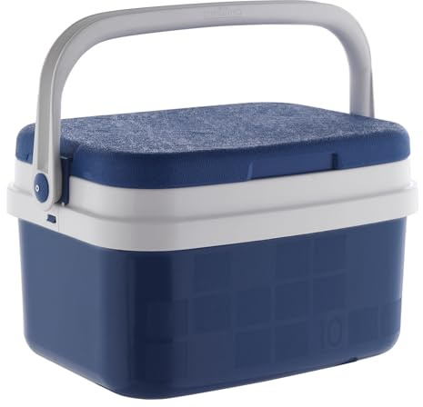 MARCPRINT Nevera Portatil Playa Rígida L - Polipropileno de Color Blanca y Azul - Resistente y Duradera Ideal para Camping, Barbacoas, Picnic - Fabricada en España