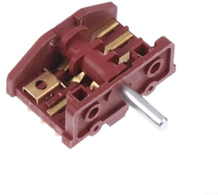 Interruptor giratorio de 3 posiciones, control de alta temperatura para electrodomésticos de cocina, aislador rotativo rojo, 400 V, 10 A, montaje de 6 pines, 50 x 50 mm