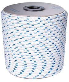 Corda, Antica Corderia Marra - Treccia Multiuso mm 8, 30 m, bianca con segnalino azzurro, mare, fai da te, garden, stabilizzato ai raggi U.V. resistente a intemperie e agenti atmosferici.