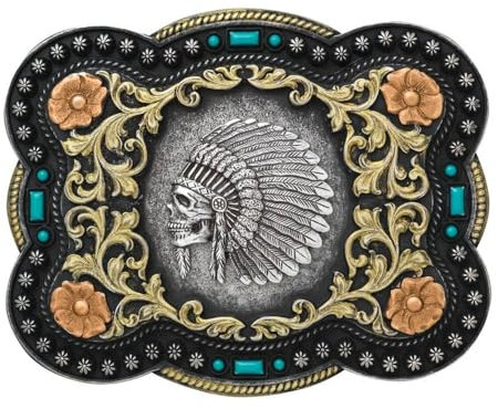 Nocona Men's Indian Chief Skull Belt Buckle