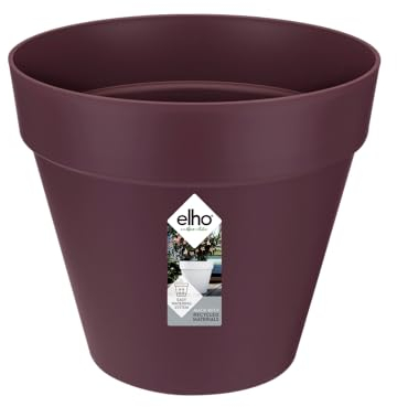 Elho Loft Urban Rond 20 - Pot De Fleurs pour Extérieur - Plastique 100% recyclé - Ø 19.3 x H 17.5 cm - Violet/Mûre Violet