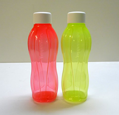 TW TUPPERWARE Eco Flasche 750m(2) l Limette+ lachsrot Trinkflasche Ökoflasche Flasche Schraubverschluß weiß