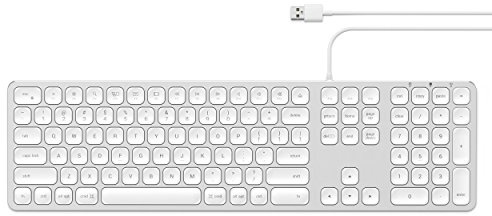 SATECHI Aluminium USB Kabelgebundene Tastatur mit Ziffernblock – Kompatibel mit iMac Pro, iMac, 2018 Mac mini, 2018 MacBook Pro/Air und MacOS Geräten (Englisch, Silber)