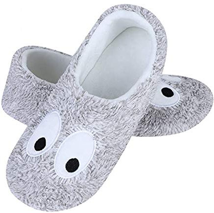 Femme Enceinte Chaussons Polaire Chaud Pantoufles d'Intérieur Bureau Maison Chaussures Hiver Automne Thermique Sandales Slippers Silencieux Antidérapant Cadeau de Noël 38/39 Cartoon Yeux(Gris)