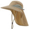 Magracy Herren Damen Outdoor-Sonnenhut mit Nackenklappe breiter Krempe Netzstoff UV-Schutz Hut Gartenarbeit Angelhüte Khaki