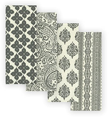 Elrene Home Fashions Casual Diario Juego de 4 Toallas de Cocina de Tela de algodón Surtidos, Gris, 17 x 28, 4