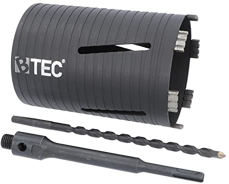 Premium Diamant Bohrkrone Beton Nutzlänge 180 mm, SDS-plus lang (200mm) Aufnahme und Zentrierbohrer 127 mm