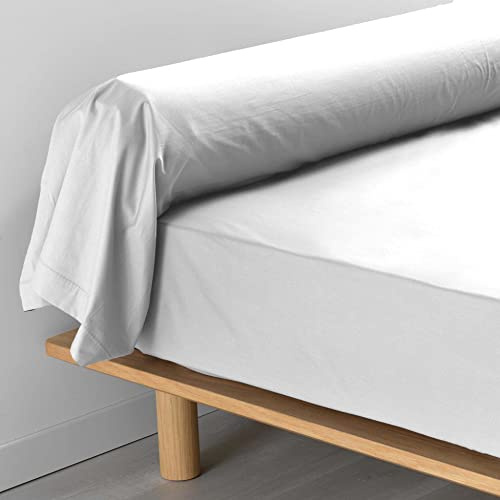 douceur d'intérieur, Taie de Traversin (85 x 185 cm) Percaline Blanc, Percale de Coton