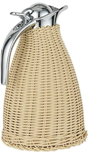 IB Laursen - Thermoskanne - Edelstahl, Polyrattan - Farbe: Natur/Silber - 27 x 16,5 cm - Volumen: 1,5 l