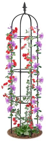 Garten Rankhilfe 176 cm Tomatenkäfig Pflanzenstütze Obelisk Klettergerüst Spalier Rankgitter Kletterhilfe,Pflanzen,Tomaten,Rosen für alle Kletterpflanzen 1 Stück