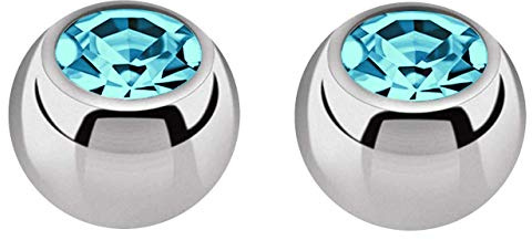 Titan Piercing Schmuck Verschluss Kugel in 1,2 x 4 mm, gefaßter Zirkonia in vielen Farben wählbar