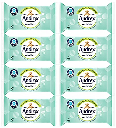 8 x 36 washlets Aloe Vera Moist Toilet Tissue Flushable Biogradable Cleaning Wipes