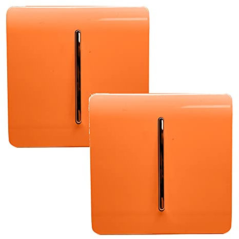 Trendi 1 Gang 2 Way Artistic Modern Glossy 10 Amp Rocker Tactile Light Switch Orange (2 Pack)