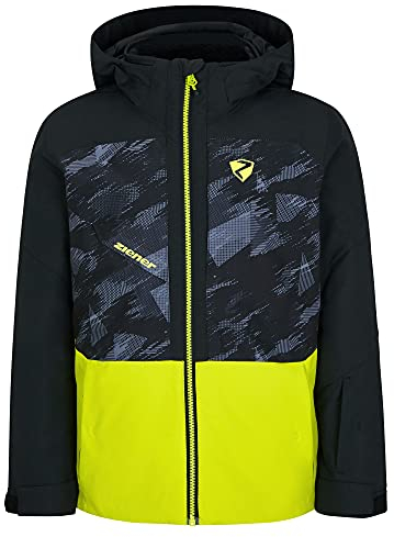 Ziener Jungen Alick Kinder Ski-Jacke, Winter-Jacke | wasserdicht, winddicht, warm, black mountain camo, 116