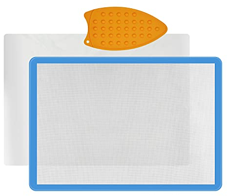 Applikationsmatte (43,2 x 61 cm), Silikonmatte für Applikationen und Kunsthandwerk, Quilter-Silikon-Applikationsmatte, inkl. Antihaft-Pressfolie für Wärmepresse und Silikon-Bügeleisenauflage
