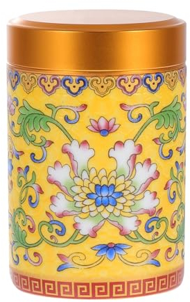 Coffee Container Ceramic Tea Jar Vintage Chinese Style Storage Jars Tea Tins Cans Canister Traditional Tea Sealed Lids for Home Kitchen Dining Decoration Yellow Tea Containers