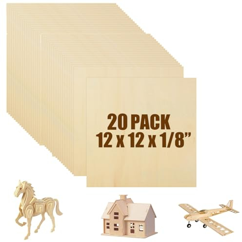 Lindenholzplatten, 30,5 x 30,5 cm, unlackierte quadratische Holzstücke zum Basteln, 3 mm Sperrholzplatte, 0,3 cm dünne Holzplatten, Holzscheiben, Naturholzdielen für Handwerk, DIY, Kunstprojekt,