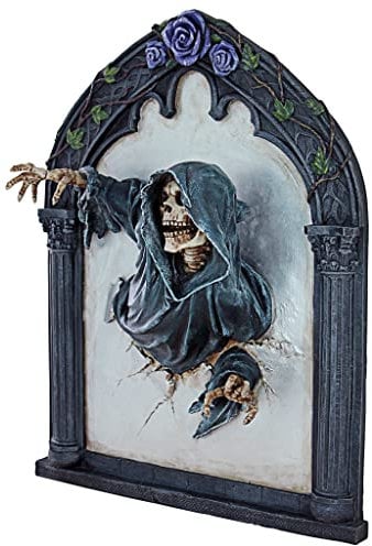 Design Toscano Grim Reflections Wand-Skulptur, Sensenmann, Gothic-Stil