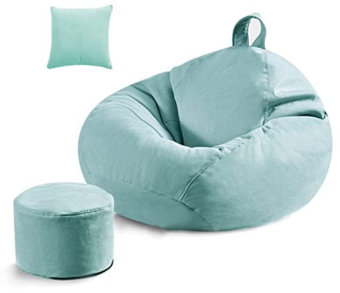PGDYEJD Bean Bag Chair Cover, Classic Lazy Lounger Waschbar Atmungsaktives Baumwollgewebe Memory Foam Gefülltes Sofa Für Innenmöbel Erwachsene und Kinder Geeignet,Mintgrün,90cmx100cm
