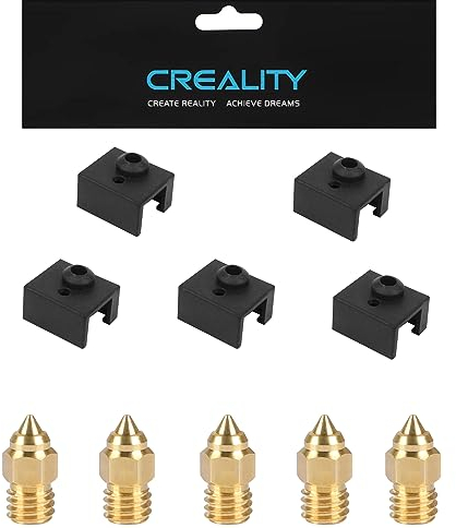 Creality 5 STÜCKE FDM 3D Drucker Heizblock Silikonsocken und 5 STÜCKE 0,4 mm Düsen für Hotend Ender 3 S1, S1 Pro, S1 Plus, CR-10 Smart Pro