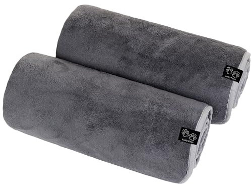 Lucky Paws® Hundehandtuch - luxuriöse 600g/m,140x80cm XL Hundehandtuch extra saugfähig - trocknet schnell, weiches Hunde Handtuch - Gute Geschenke für Hundebesitzer - Hunde Zubehör (2er-Pack, grau)