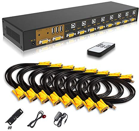 VGA KVM Switch 8 Port in 2 Out Switcher 8x2 Unterstützt Basic Tastatur und Maus Audio USB Geräte Sharing 8 Computer