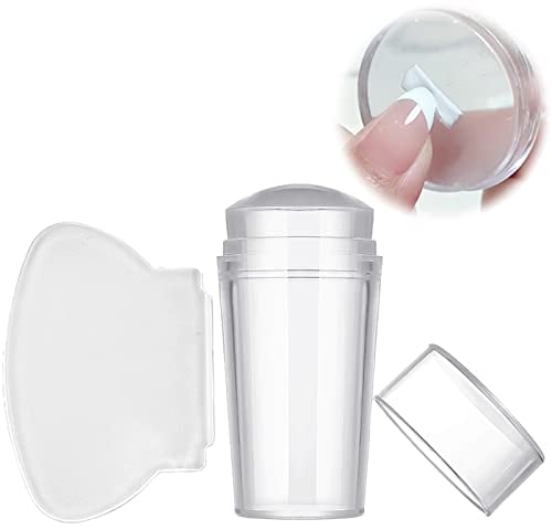 Klar Nail Art Stamper,Silikon Nagel Stempel,Nagel Jelly Stempel mit Kappe mit Schaber Für DIY Nagelkunstwerkzeuge Zubehör,weicher klarer Stempel für French Smile Line Werkzeuge