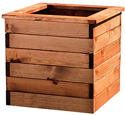 HORTICO Wooden Planters for Garden | Square Plant Pots Outdoor | Fully Assembled H39 L47 W47 cm, 46L, Made in the UK