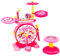 COSTWAY Batterie Electronique Bébé avec Clavier à 8 Touches et Tabouret,Kit Batterie Rock avec Micro,Enregistrement et Lumières LED,Jouet Tambour Musical pour Tout-Petits de 3 Ans+ (Rose)…