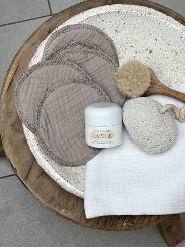 Musselin Abschminkpads (10 Stück) | 100% Baumwolle | nachhaltig | waschbar | wiederverwendbar | umweltfreundlich | für jeden Hauttyp | handgenäht (Hellblau)