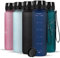 720°DGREE Trinkflasche 1l mit Motivationsskala “uberBottle“ +Sieb - Dicht, Leicht, BPA-Frei, Bruchsicher - Wasserflasche für Uni, Sport, Fitness, Fahrrad, Outdoor - Tritan Sportflasche - Blau