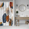 Hnmdmyi Duschvorhang Boho 90x180, Mid Century Abstrakt Marineblau Gold Geometrische Blätter Badewanne Vorhang Modern Ästhetisch Neutral Minimalistisch Wasserdicht Polyester Stoff Waschbar Badevorhang