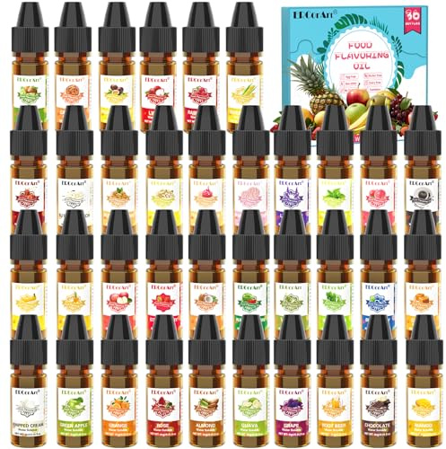 Food Flavoring Oil - Concentrated Candy Flavors, 36 Liquid Lip Gloss Flavoring Oil, Cotton Candy Pineapple Strawberry Flavor Oil for Baking, Cooking, Slime Making, Drinks - 0.25 Fl Oz