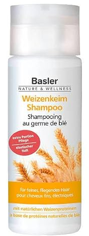 Basler Weizenkeim Shampoo Flasche 200 ml | Shampoo vegan | Damen-Shampoo für dünnes feines Haar