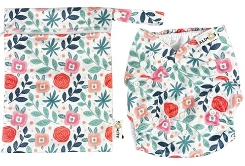 Alimos Couche de bain et sac imperméable lavable réutilisable pour bébé de 0 à 3 ans (feuille)