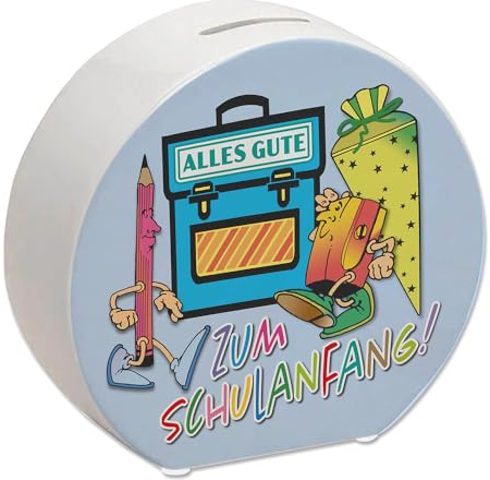 Alles Gute zum Schulanfang Spardose in blau farbenfrohes Sparschwein für den ersten Schultag für Schülerinnen und Schüler Schule Schulkind Einschulung