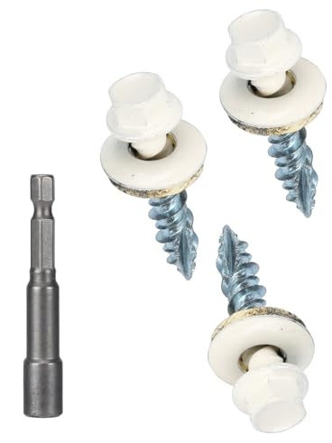 Metal Roofing Screws 10 x 1 inch, Brite White Hex Head Sheet Metal Roof Screw with EPDM Washer for Corrugated Roofing (250Pcs)